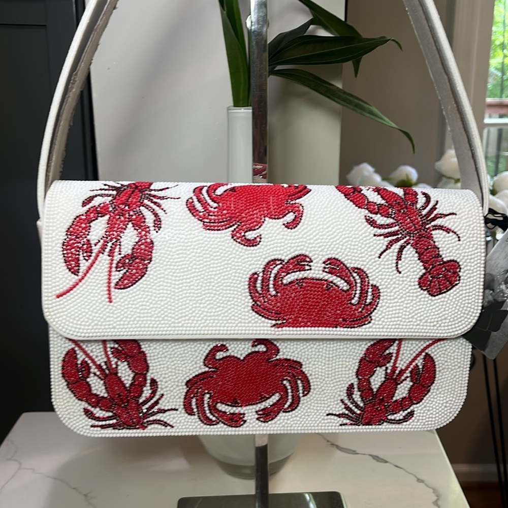 Sincerly Jules Beaded Crab Purse Shoulder Bag with Red Crab NWT - Picture 3 of 13